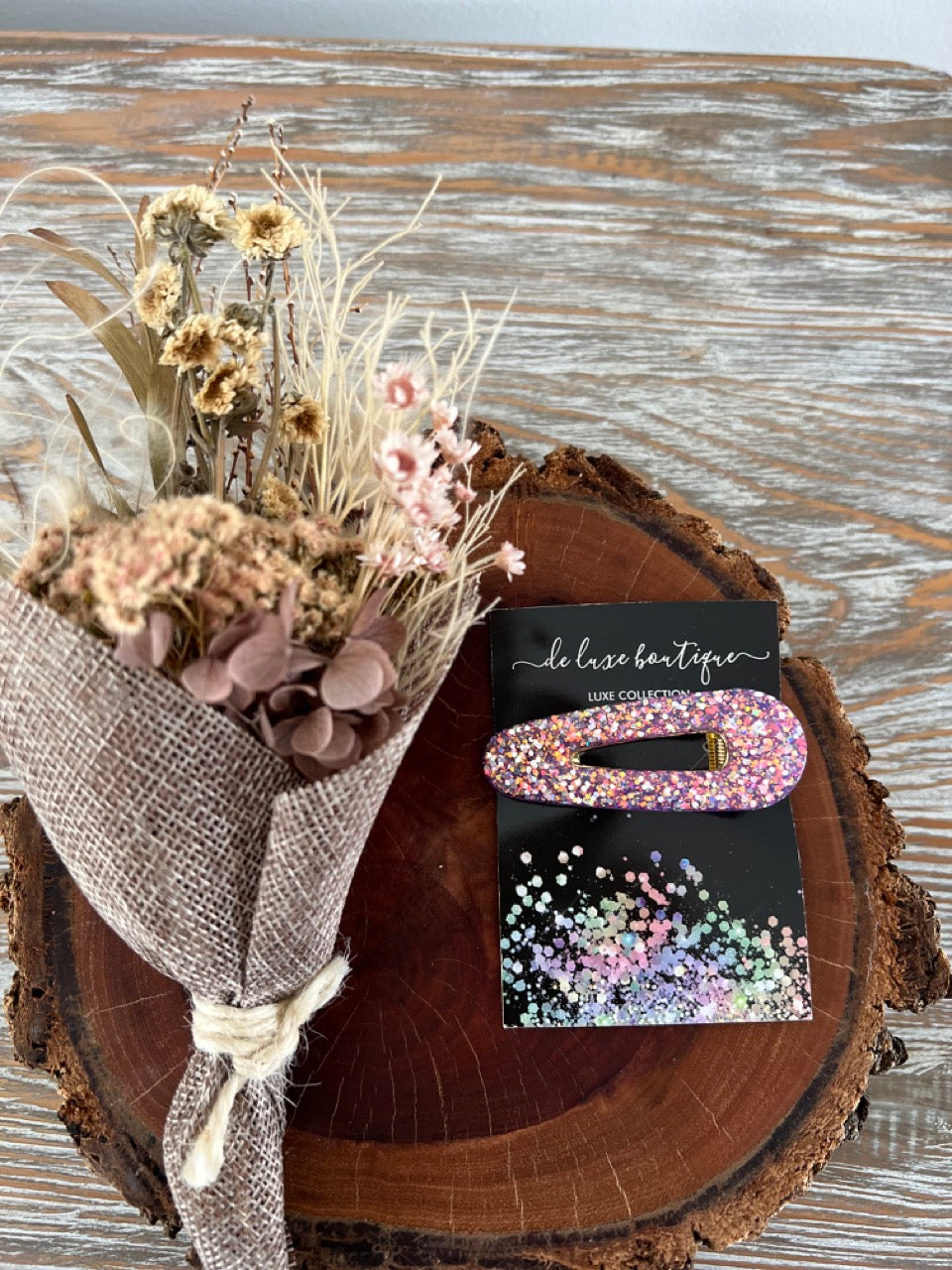 Resin Hair Clip - Purple Glitter