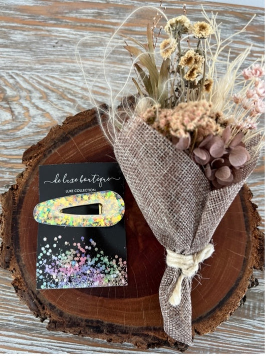 Resin Hair Clip - Clear With Gold Flake