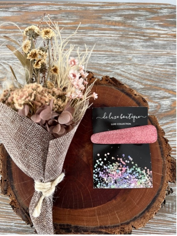 Resin Hair Clip - Pink With Pink Glitter