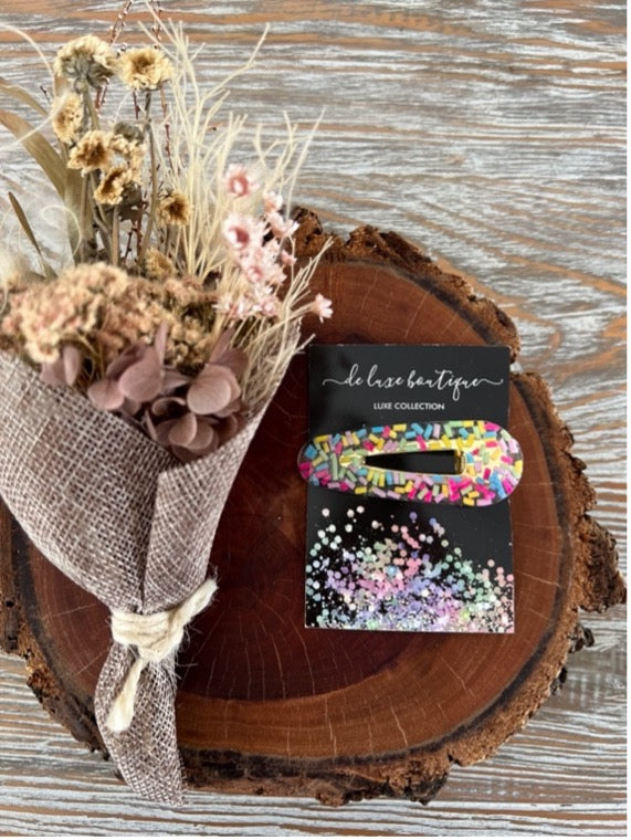 Resin Hair Clip - Clear With Spinkles