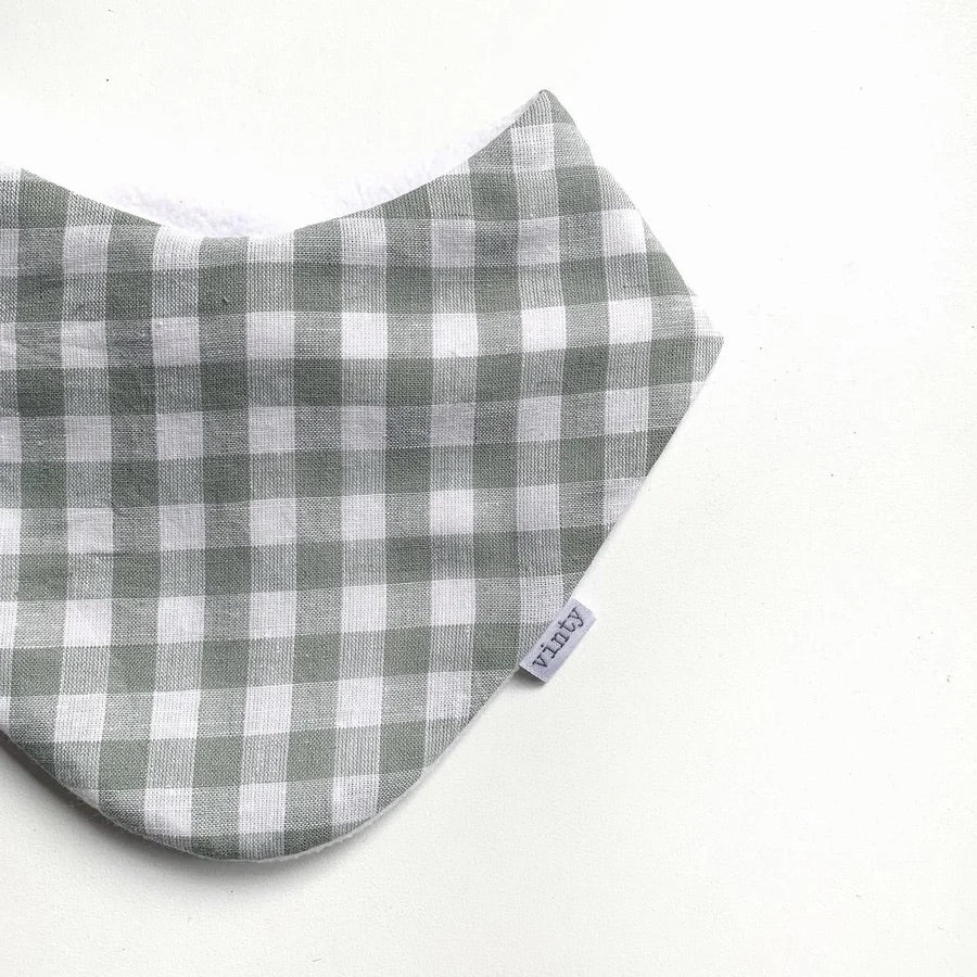 Dribble Bib - Lovely Linen Sage Gingham
