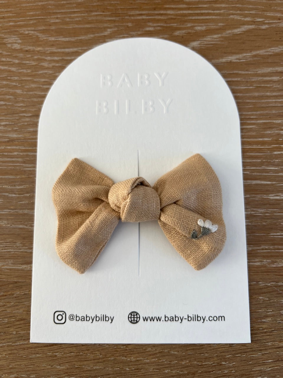 Petite Embroidered Bow - Golden Ochre