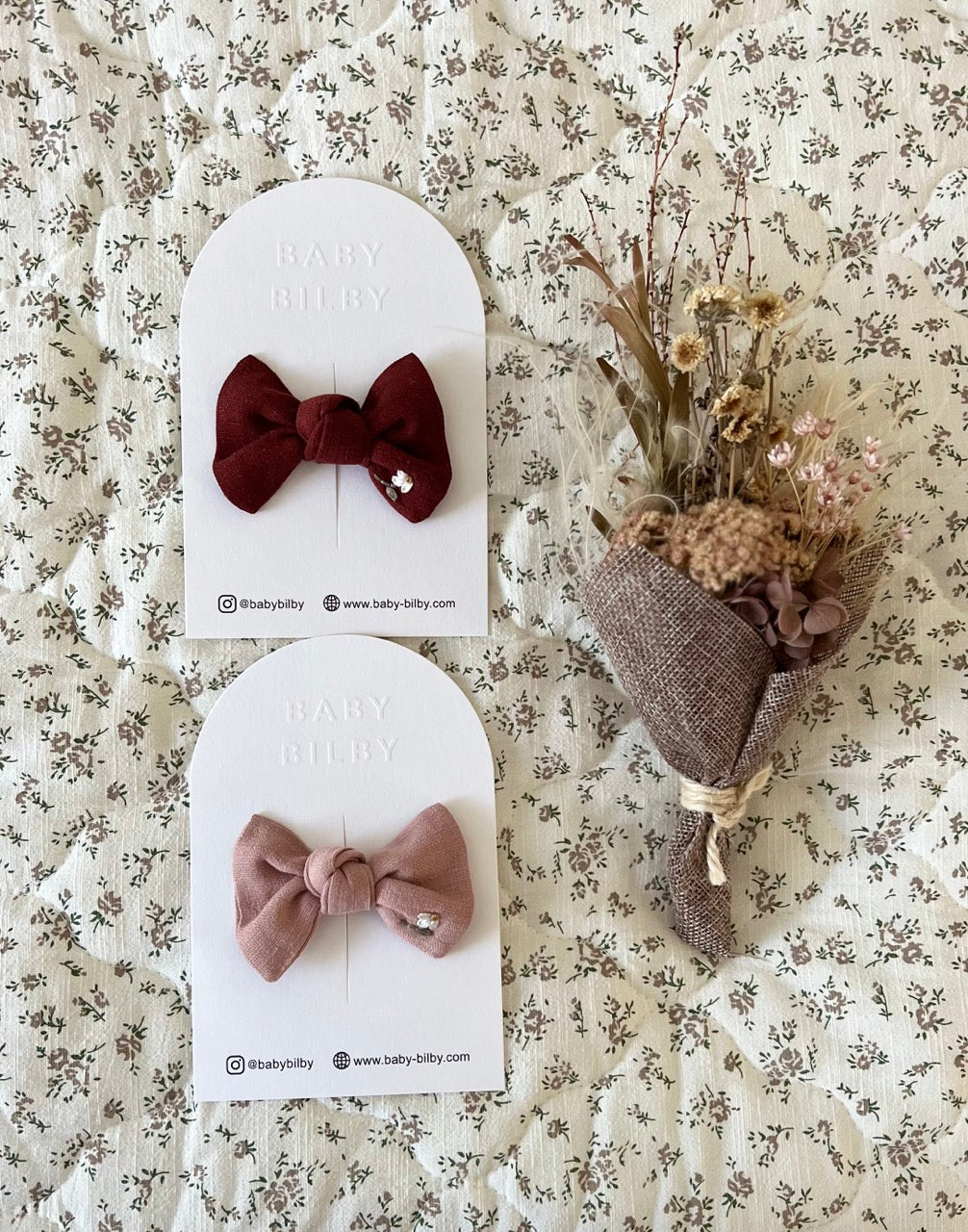 Petite Embroidered Bow - Cloud Pink