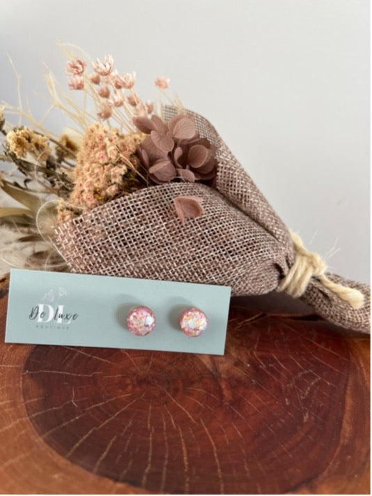 Resin Dome Stud - Pink Glitter (10mm)