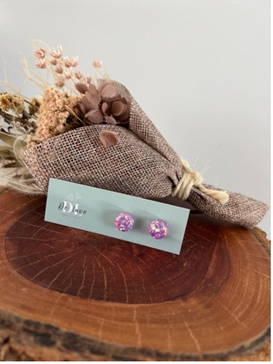 Resin Dome Stud - Purple Glitter (10mm)