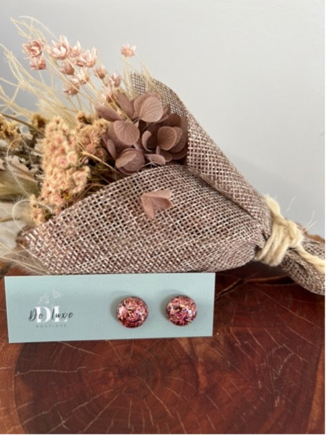 Resin Dome Stud - Pink Confetti (12mm)