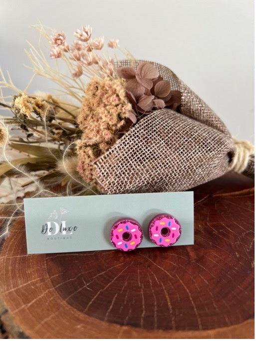 Acrylic Stud - Pink Donut (14mm)