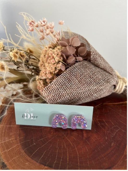 Acrylic Stud - Purple Rainbow (14mm)