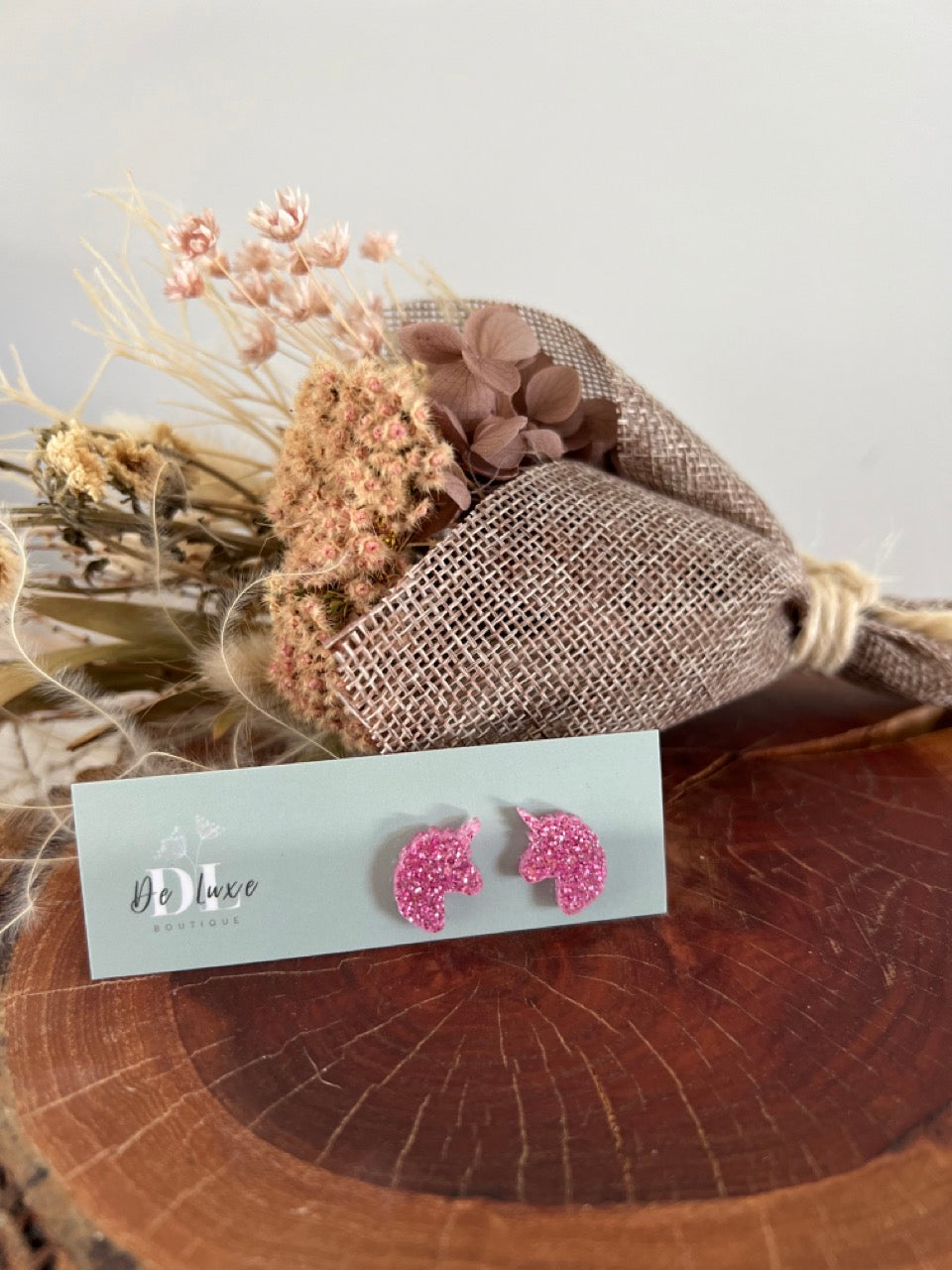 Acrylic Stud - Pink Glitter Unicorn (10mm)