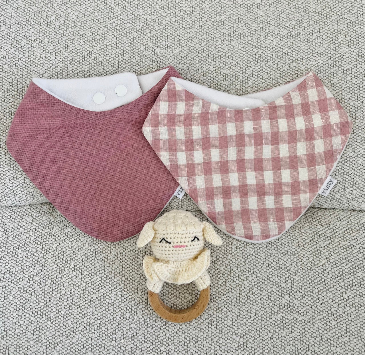 Dribble Bib - Lovely Linen Pink Gingham