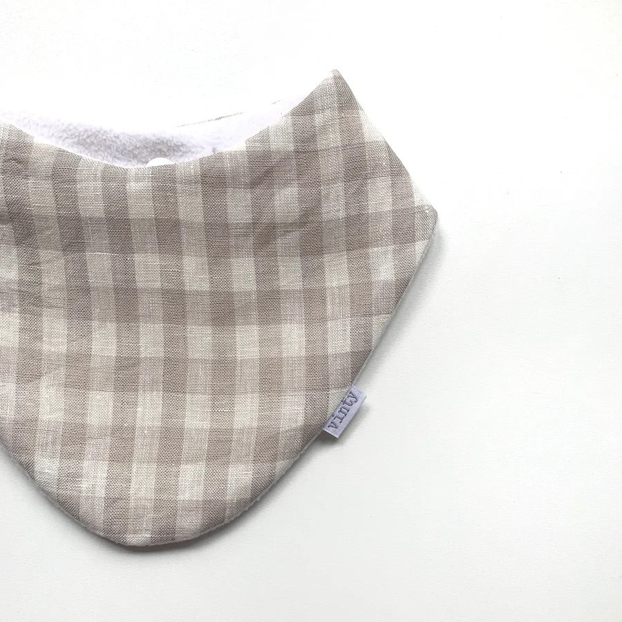 Dribble Bib - Lovely Linen Oatmeal Gingham