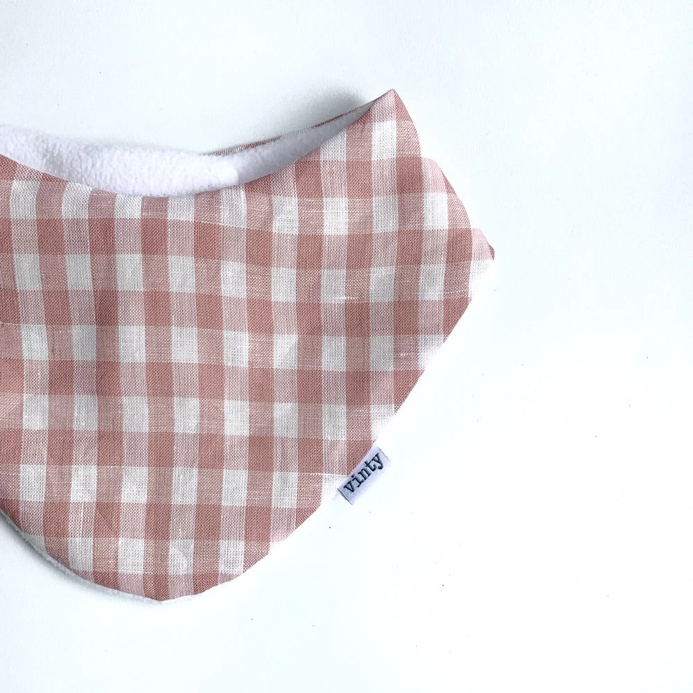 Dribble Bib - Lovely Linen Pink Gingham