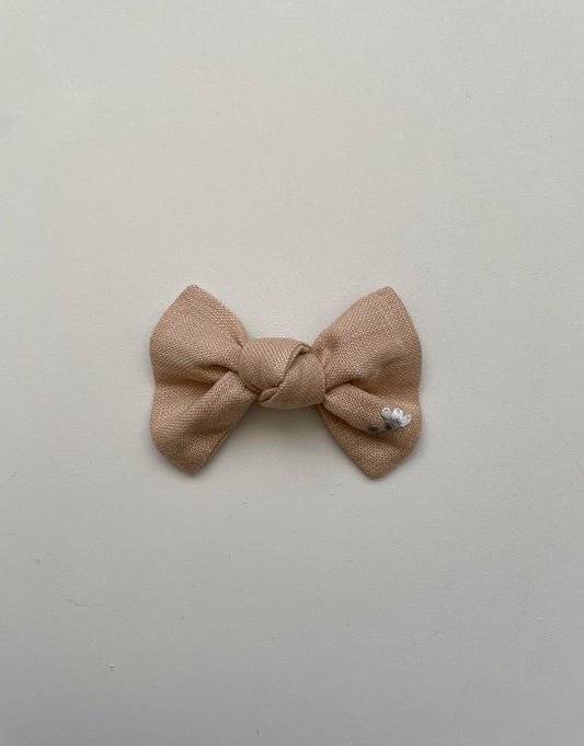 Petite Embroidered Bow - Golden Ochre