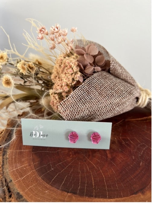 Acrylic Stud - Pink Cupcake (10mm)